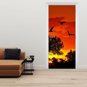 Fotótapéta ajtóra - Madarak naplementekor (95x205cm)