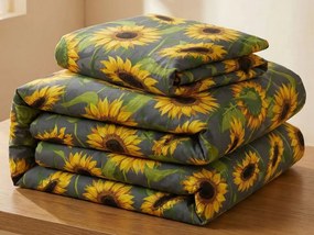 SUNFLOWER szürke pamut ágyneműhuzat Ágyneműhuzat mérete: 70 x 90 cm | 140 x 200 cm