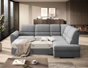 Szürke bársony kinyitható-tárolóhelyes sarokkanapé (jobb oldali-L alakú) Siber – ELTAP