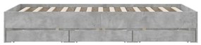 betonszürke szerelt fa ágykeret fiókokkal 120 x 200 cm