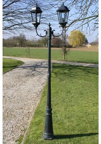 sötétzöld/fekete alumínium 2 ágú kerti állólámpa 230 cm