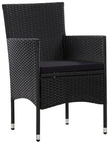 4 részes fekete polyrattan kerti ülőgarnitúra párnákkal