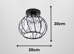 Mennyezeti lámpa BELLA, 1x E27 (max. 40 W), 230 V, Ø 20 cm, fekete
