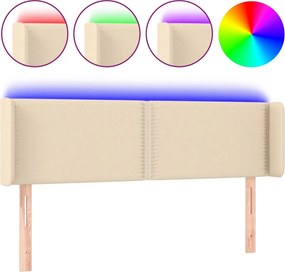 vidaXL krémszínű szövet LED-es fejtámla 147 x 16 x 78/88 cm