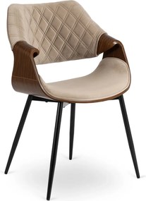 DAKOTA bársony szék bézs / dió színben