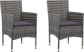 vidaXL 2 db szürke kerti polyrattan étkezőszék