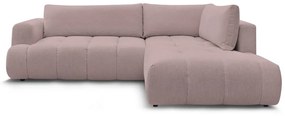 Rózsaszín kinyitható-tárolóhelyes sarokkanapé (jobb oldali-L alakú) Fuji – Bobochic Paris