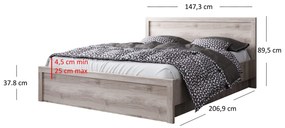 Franciaágy 140 cm Japon (nairobi gesztenye) (ágyráccsal)  (tárolóhellyel). 1116899