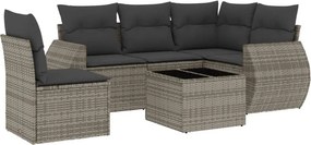 vidaXL 6 részes szürke polyrattan kerti ülőgarnitúra párnákkal