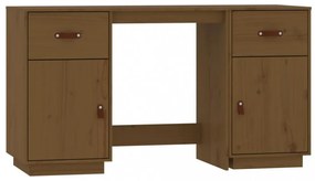 vidaXL mézbarna tömör fenyőfa íróasztal szekrényekkel 135 x 50 x 75 cm