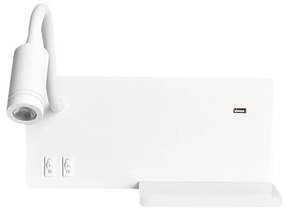 LED Fali lámpa SHELF 1xLED/4W+1xLED/5W+1xLED/2W/230V + USB port fehér