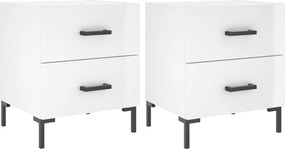 vidaXL 2 db magasfényű fehér szerelt fa éjjeliszekrény 40x35x47,5 cm