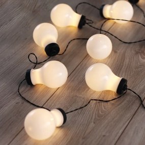 Bulb fekete villanykörte alakú LED fényfüzér, 10 izzós, hosszúság 2,2 m - DecoKing