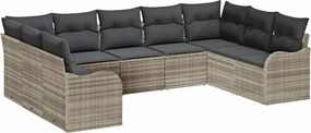vidaXL Kerti Kanapé Szett párnával 9 pcs Világosszürke Poli rattan