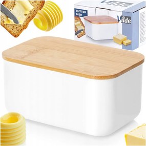 Vajtartó Fehér acél bambusz konyhai vajtartó