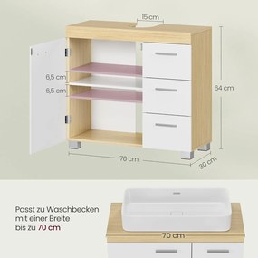 mosdó alatti szekrény, 30 x 70 x 64 cm, fehér - bézs