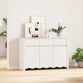 Oldalszekrény ""DRAMMEN"" Fehér 114x43x75,5 cm Tömbfa Fenyő