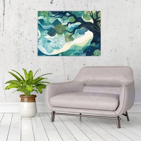Üveg kép – Az életfa zöld lombkoronája (70x50 cm)