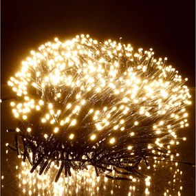 12,4 m-es 960 LED-es sűrű BOA fényfüzér, hálózati adapteres, meleg fehér, 8 világítási mód, időzíthető, IP44