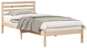 Ágykeret fejtámlával Barna 90 x 210 cm Tömör fenyőfa