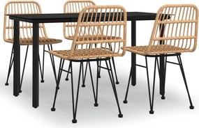 vidaXL 5 részes polyrattan kerti étkezőgarnitúra