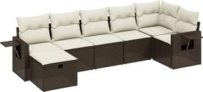 vidaXL 7 részes barna polyrattan kerti ülőgarnitúra párnákkal