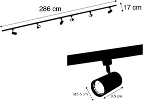 Intelligens sínrendszer 6 fehér spotlámpával, 1 fázisú, 300 cm - Iconic Jeana