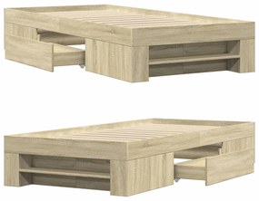 sonoma tölgy színű szerelt fa ágykeret matrac nélkül 90x200 cm