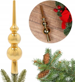 Arany spicc, törhetetlen karácsonyfadísz, csúcsdísz 20 cm