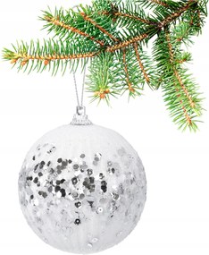 KarĂĄcsonyfadĂsz fehĂ©r alap ezĂŒst csillogĂł flitterekkel nagy 8cm