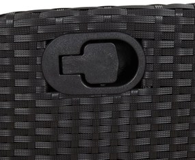 7 részes fekete polyrattan kerti étkezőgarnitúra párnával