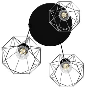 Csillár zsinóron BERGEN 3xE27/60W/230V fekete/fényes króm