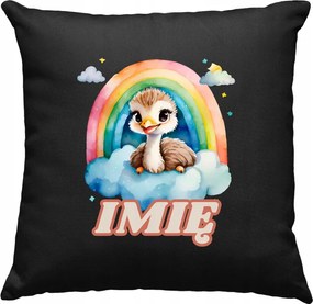 Gyerek párna strucc szivárvány +név fekete