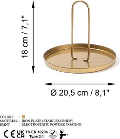 Dísztárgy, arany, Ø20,5 cm – TR247HFM1111