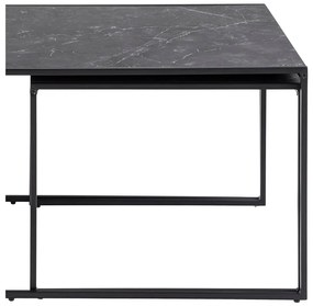 Matt fekete dohányzóasztal szett márvány dekoros asztallappal, 3 db-os 60x120 cm Infinity – Actona