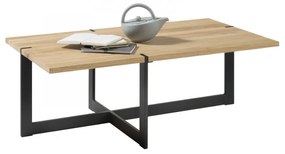 TIAGO dohányzó asztal Tömör tölgy - fekete fém láb - 110x60cm