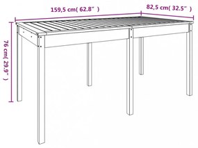 tömör fenyőfa kerti asztal 159,5 x 82,5 x 76 cm