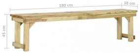 impregnált fenyőfa kerti pad 180 cm