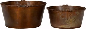 Virágcserép Tál bonsai monstera 2 db-os szett loft rozsdaszínű fém