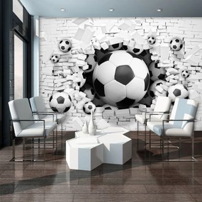 Fotótapéta - 3D-s futball egy téglafalban (152,5x104 cm)