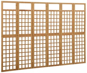 6 paneles tömör fenyőfa térelválasztó/lugasrács 242,5 x 180 cm