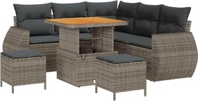 vidaXL Kerti Kanapé Szett 8 pcs Szürke polirattan