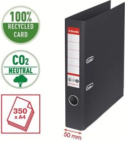 Iratrendező, 50 mm, A4, környezetbarát, élvédő sínnel, ESSELTE No.1, fekete (E627576)