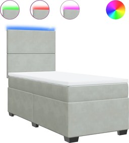 vidaXL világosszürke bársony rugós ágy matraccal 100 x 200 cm