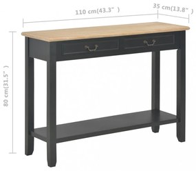 fekete fa tálalóasztal 110 x 35 x 80 cm