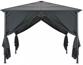 fekete alumínium pavilon függönnyel 3 x 3 m