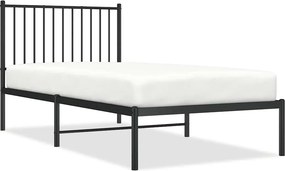 vidaXL fekete fém ágykeret fejtámlával 90 x 190 cm