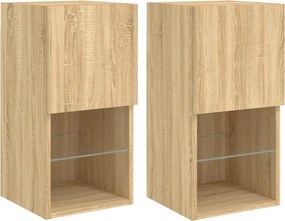vidaXL 2 db sonoma tölgy színű TV-szekrény LED-lámpákkal 30,5x30x60 cm
