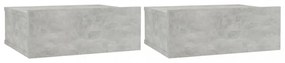 2 db betonszürke szerelt fa függő éjjeliszekrény 40x30x15 cm