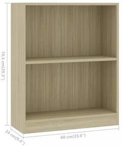 sonoma tölgy színű szerelt fa könyvespolc 60 x 24 x 76 cm